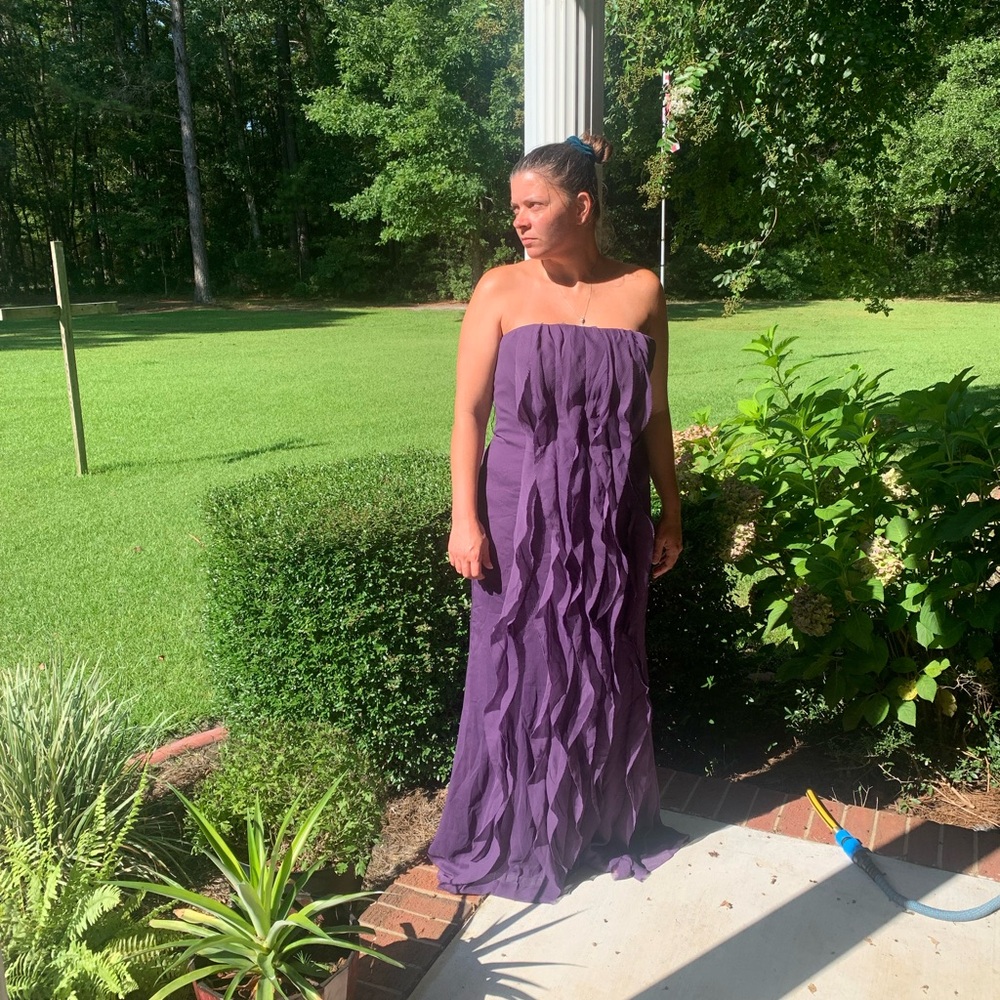 WHITE by Vera Wang maxi purple dress, original sash lost, includes a replacement